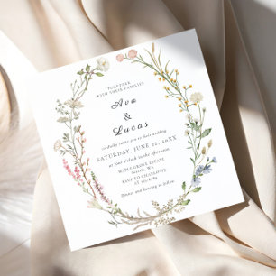 Invitación Elegante Boda floral de flores silvestres vegetaci