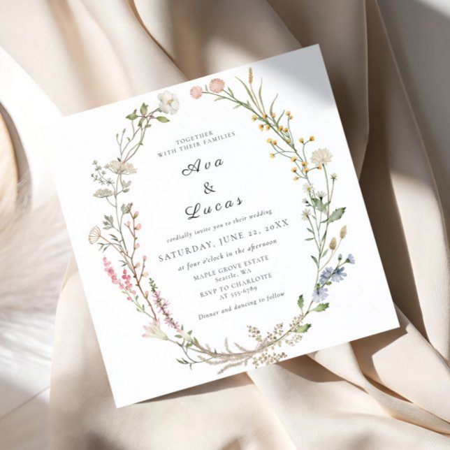 Invitación Elegante Boda floral de flores silvestres vegetaci (Subido por el creador)