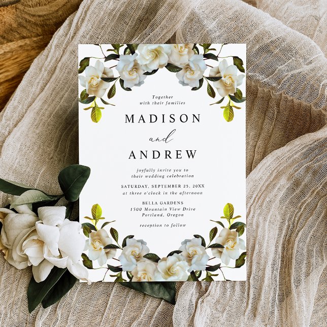 Invitación Elegante Boda Floral de Gardenia (Subido por el creador)