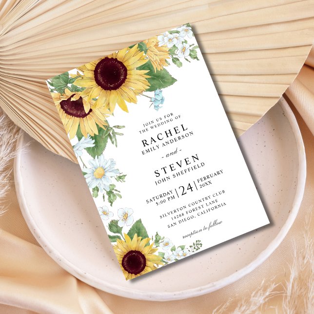 Invitación Elegante Boda floral de girasol (Subido por el creador)
