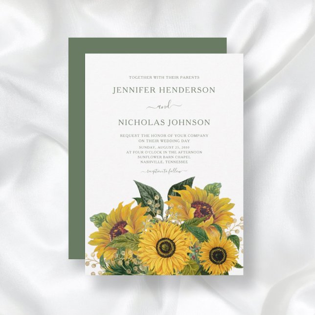 Invitación Elegante Boda Floral de girasoles (Subido por el creador)