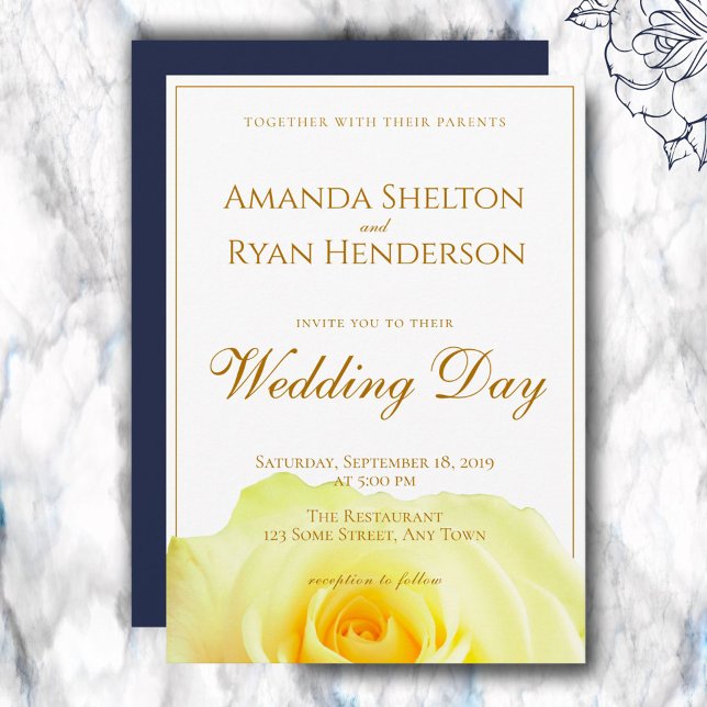 Invitación Elegante Boda floral de guion rosa amarillo (Subido por el creador)