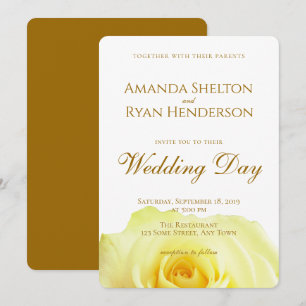 Invitación Elegante Boda floral de guion rosa amarillo