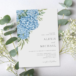 Invitación Elegante Boda floral de Hydrangea azul