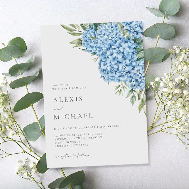 Invitación Elegante Boda floral de Hydrangea azul (Subido por el creador)