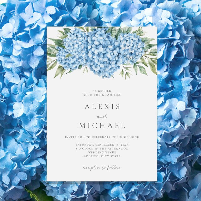 Invitación Elegante Boda floral de Hydrangea azul (Subido por el creador)