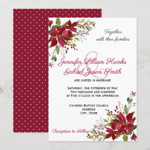 Invitación Elegante Boda floral de invierno de Borgoña Poinse