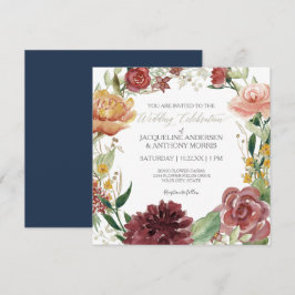 Invitación Elegante Boda floral de invierno Rosas de Rubor ro