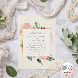 Invitación Elegante Boda Floral de Ivory Garden