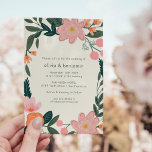 Invitación Elegante Boda floral de jardín verde rosa<br><div class="desc">Elegante patio trasero verde rosa jardín floral Invitación a la boda con espalda a rayas</div>