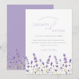Invitación Elegante Boda Floral de Lavanda de Primavera