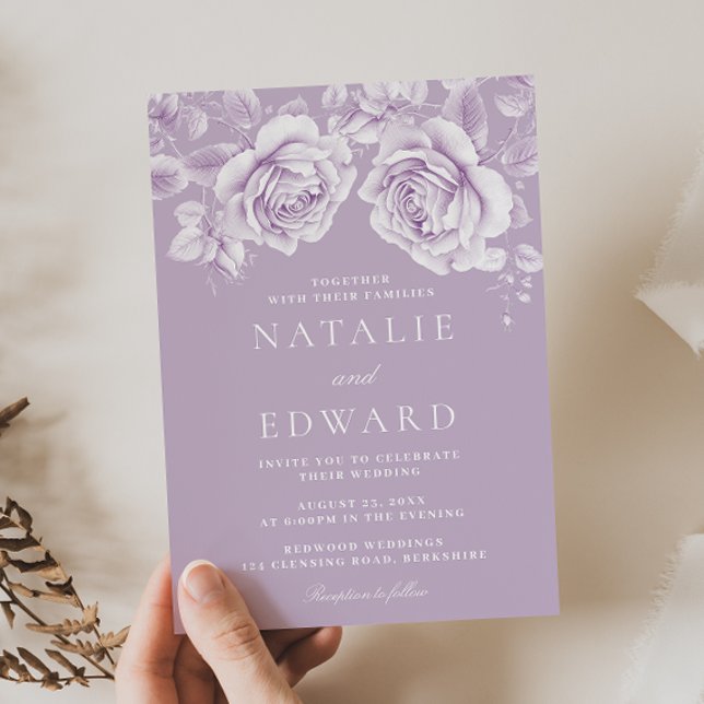 Invitación Elegante Boda floral de lavanda vintage (Subido por el creador)