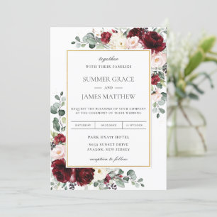 Invitación Elegante Boda floral de marfil rosa de Rubor en Bo