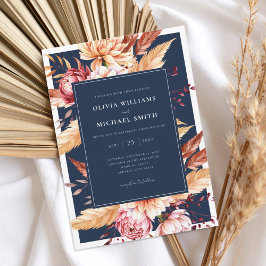 Invitación Elegante Boda floral de Moda de Boho azul de la Ma