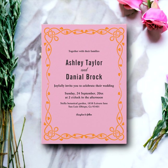 Invitación Elegante Boda floral de Moda rosa de Rubor Minimal (Subido por el creador)