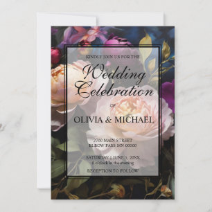 Invitación Elegante Boda floral de moho rosa magenta rosa