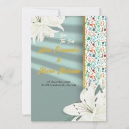 Invitación Elegante Boda floral de oro