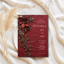 Elegante Boda Floral de Oro Rojo