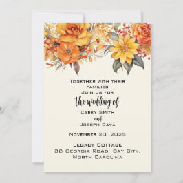 Invitación Elegante Boda floral de otoño