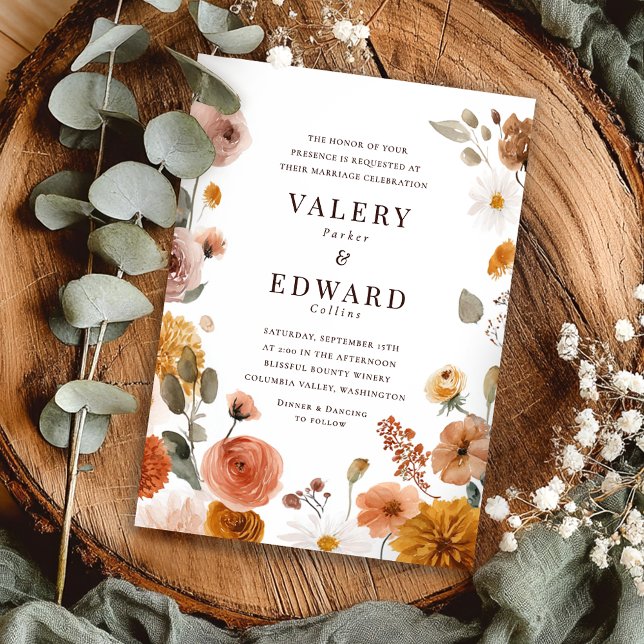 Invitación Elegante Boda floral de otoño (Subido por el creador)