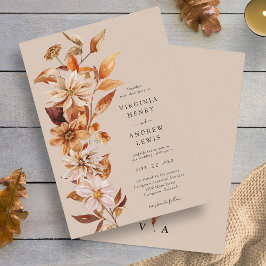Invitación Elegante Boda floral de otoño