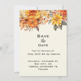 Invitación Elegante Boda floral de otoño