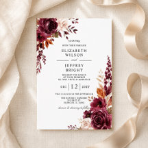 Elegante Boda Floral de Otoño Burgundy