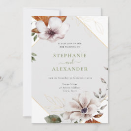 Invitación Elegante Boda floral de otoño código QR