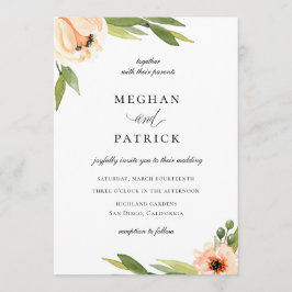 Invitación Elegante Boda Floral de Peach