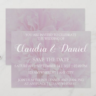 Invitación Elegante boda floral de peones rosados polvoriento