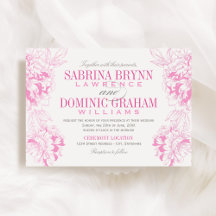 Elegante boda floral de peonía rosa fucsia y gris