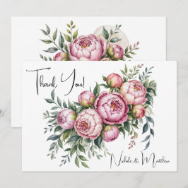 Invitación Elegante Boda floral de Peony Gracias Cartas