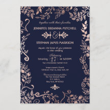 Elegante boda floral de Rosa azul de la marina inv