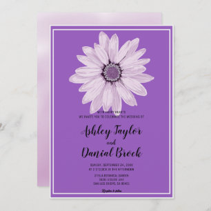 Invitación Elegante Boda floral de rosa blanco morado en