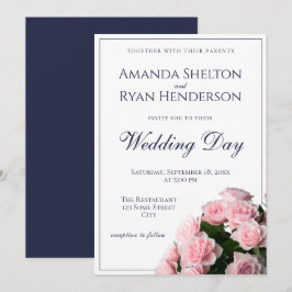 Invitación Elegante Boda floral de rosas rosadas