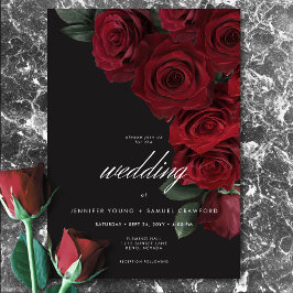 Invitación Elegante Boda floral de Roses Rojos Sangre Emotiva