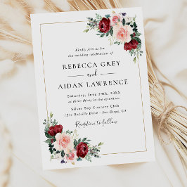 Invitación Elegante Boda floral de Rubor Greenery