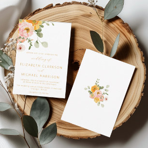 Invitación Elegante Boda floral de Rubor Marigold de otoño