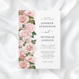 Invitación Elegante Boda floral de Rubor rosa Roses