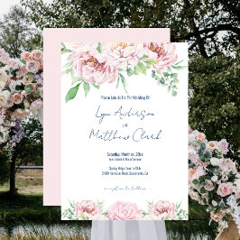 Invitación Elegante Boda floral de Rubor rosa Roses
