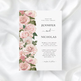 Invitación Elegante Boda floral de Rubor rosa Roses