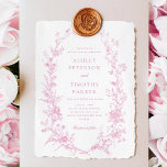 Invitación Elegante Boda floral de tela rosa francesa<br><div class="desc">Elegante Boda floral de tela rosa francesa</div>