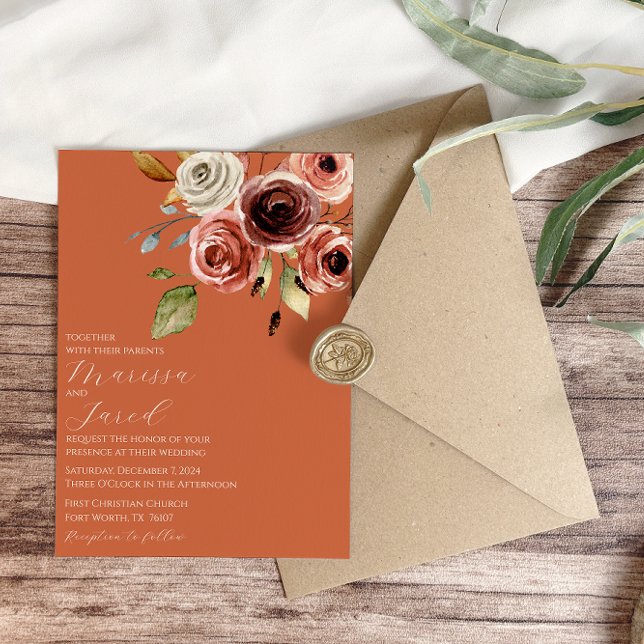 Invitación Elegante Boda Floral de Terracota (Subido por el creador)
