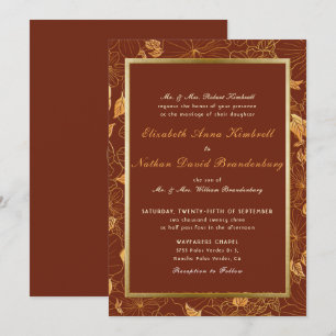Invitación Elegante Boda floral de tono de tierra Terracotta 
