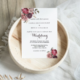 Invitación Elegante Boda floral de verano borgoñés