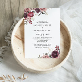 Invitación Elegante Boda floral de verano borgoñés