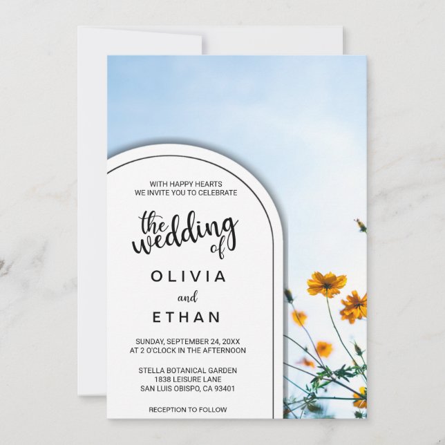 Invitación Elegante Boda floral de verano de los girasoles de (Anverso)