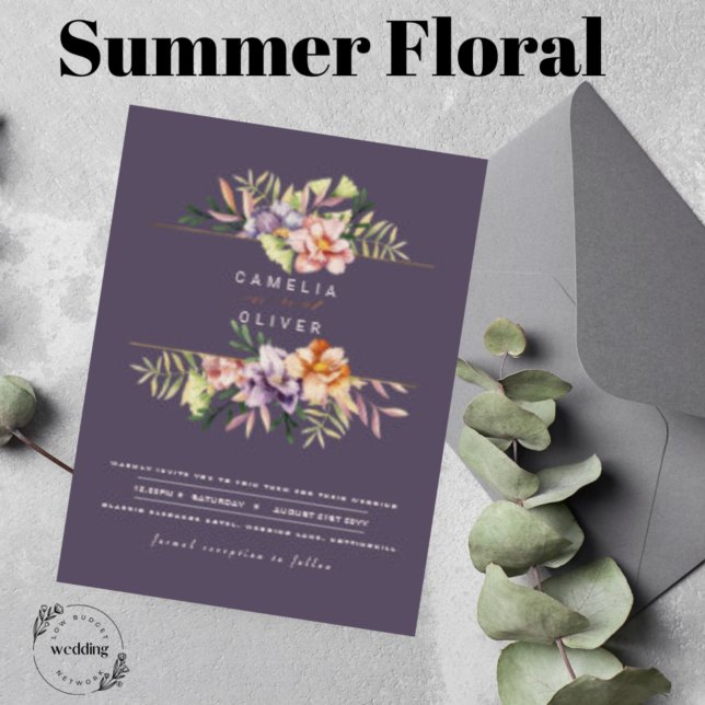 Invitación Elegante Boda floral de verano Invitar código QR R (Subido por el creador)