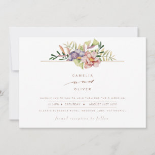 Invitación Elegante Boda floral de verano Invitar código QR R