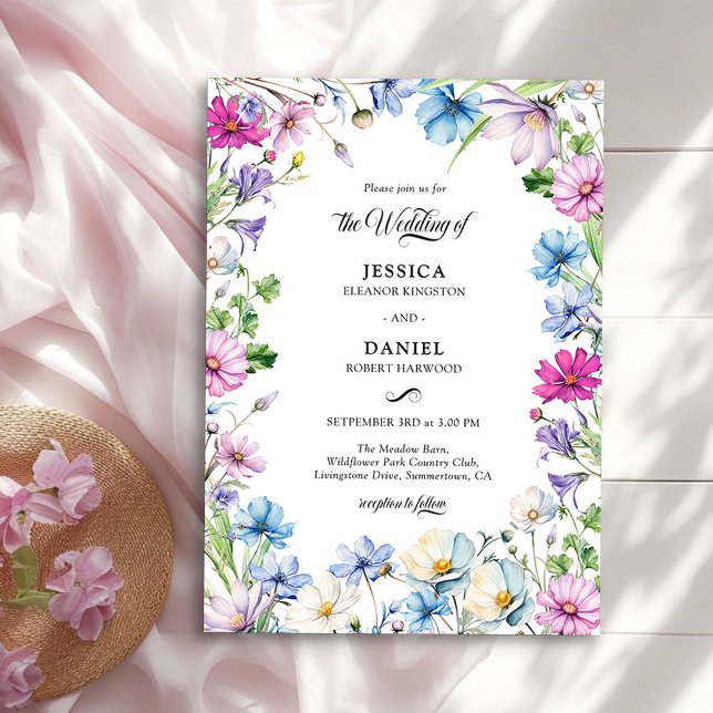 Invitación Elegante Boda Floral del Jardín de Flores Silvestr (Wildflower Garden Wedding Invitation by Darling & May)